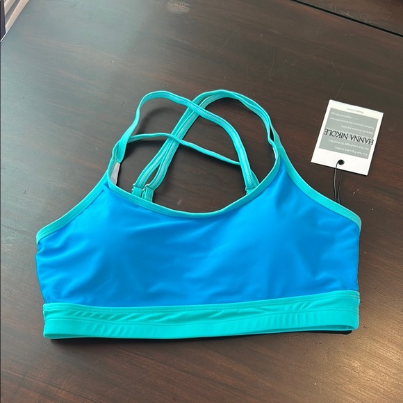 Hanna Nikole High Waisted Sporty Criss Cross Two Piece Swimsuit Colour Block - Picture 2 of 11